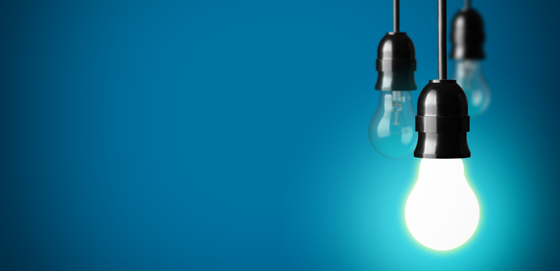 Light bulbs on blue background