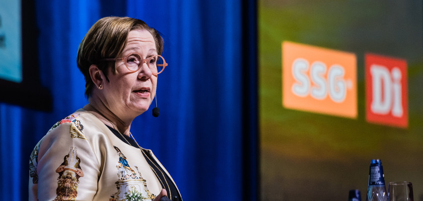 Madeleine Sjöstedt, generaldirektör, Svenska Institutet, talar kring ämnet Varumärket Sverige – hur behöver det laddas för att ligga i framkant globalt? på SSG och Dagens Industris heldagskonferens Industri & framtid den 6 november 2019 på Vinterträdgården, Grand Hôtel, Stockholm