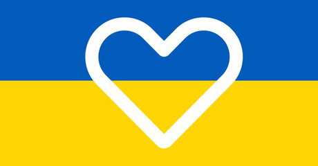 Hjärta och Ukrainas flagga